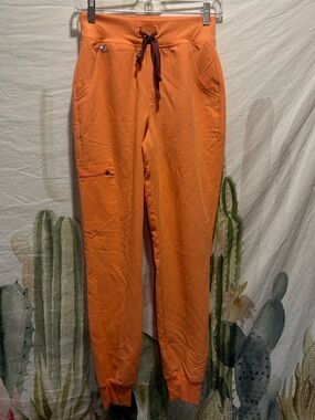FIGS Zamora Jogger Scrub Womens Orange w/ Maroon Drawstring Pants 🌵XS